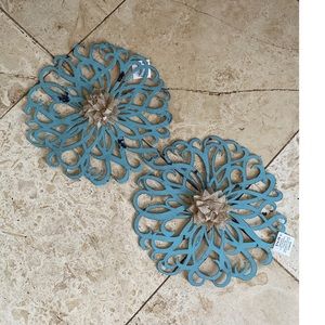 NWT Rustic Floral Wall Decor. Set of Two.
